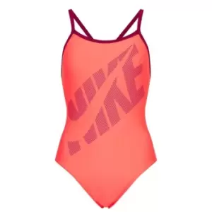 Image of Nike Logo Racer Back Swimsuit Womens - Red