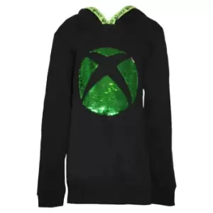 Image of Xbox Childrens/Kids Logo Sequin Flip Hoodie (10-11 Years) (Black)