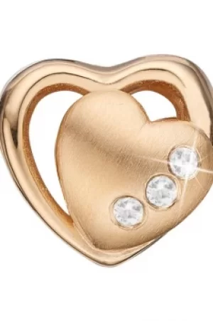Image of Ladies Christina Gold Plated Sterling Silver 2 Hearts Bead Charm 623-G05