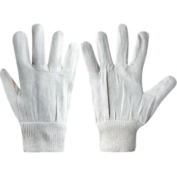 Image of White Knitted Wrists Cotton Drill Gloves 8OZ - Tuffsafe