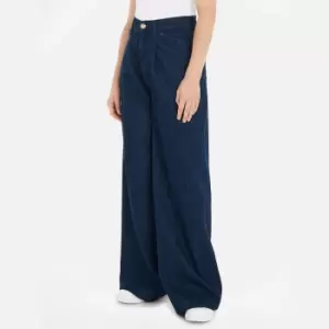 Image of Tommy Hilfiger Pleated Wide Leg Cotton-Blend Jeans - EU 36/UK 8