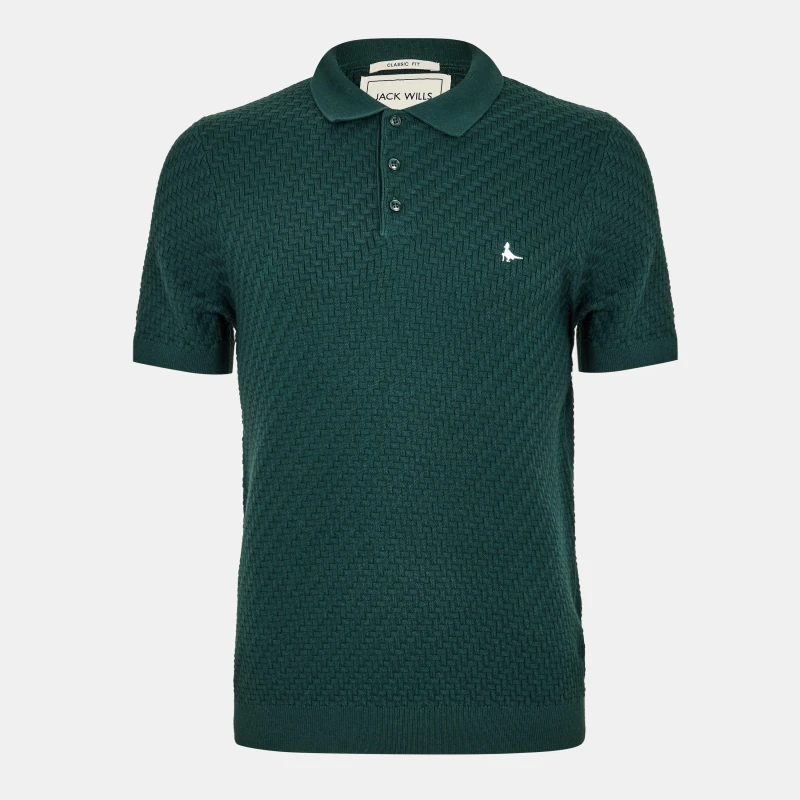 Image of Jack Wills Short Sleeve Knit Polo Men Evergreen male S