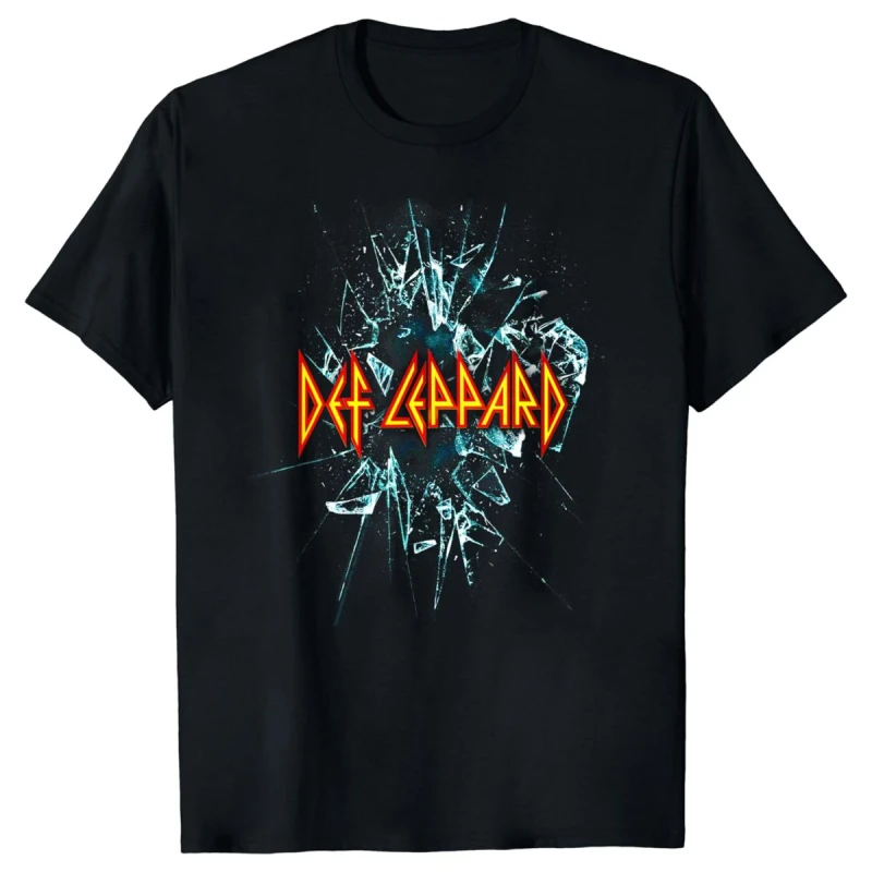 Image of Def Leppard Mens Shatter Cotton T-Shirt in Black Size: Small Black Male S