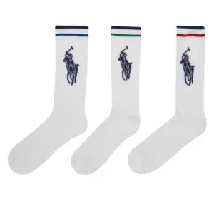 Image of Polo Ralph Lauren 3 Pack Crew Logo Socks - White
