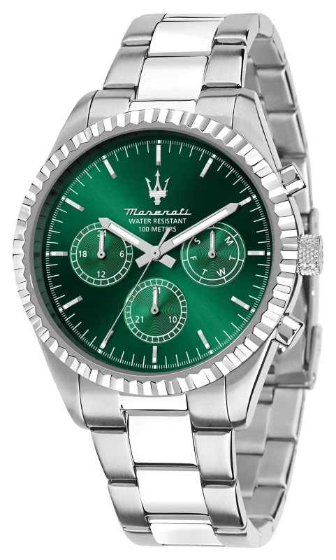 Image of Maserati R8853100044 Mens Competizione (43mm) Green Dial / Watch