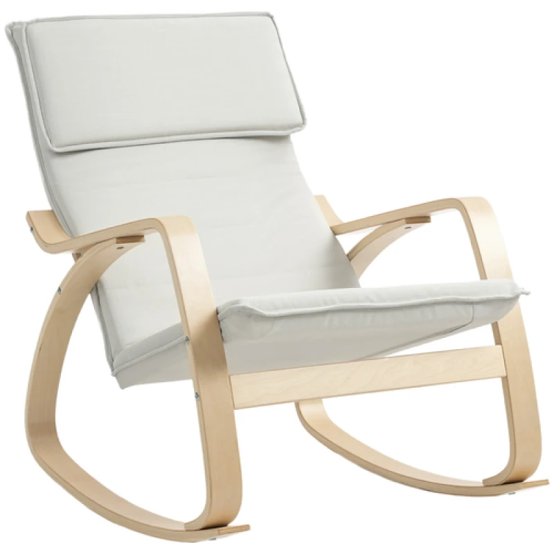 Image of HOMCOM HOMCOM Comfortable Relax Rocking Chair, Lounge Chair Recliner with Headrest in Cream Cream One Size Unisex 5063603761155
