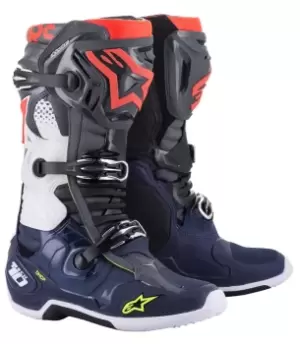 Image of Alpinestars Tech 10 Dark Gray Dark Blue Fluo Red US 14