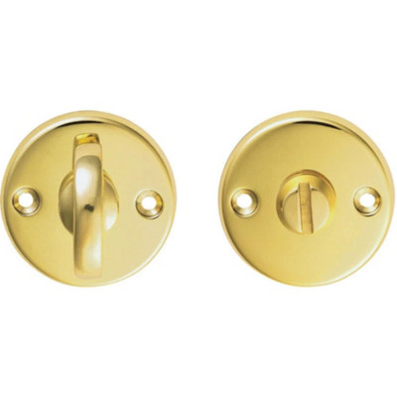 Image of Loops Slim Bathroom Thumbturn Lock and Release Handle 45mm Dia Polished Brass Metallics unisex
