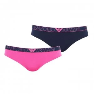 Image of Emporio Armani 2 Pack Briefs Blue/Pink Size L Women