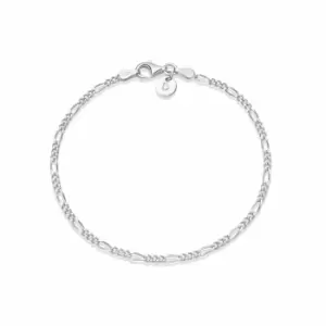 Image of Daisy London 925 Sterling Silver Essentials Fine Figaro Chain Bracelet Sterling Silver