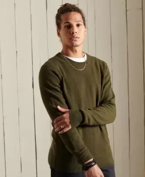 Image of Superdry Mens Lambswool Lightweight Crew Jumper Green / Rural Green - Size: S
