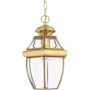 Image of IP23 1 Bulb Chain Lantern Light Highly Polished Brass LED E27 100W
