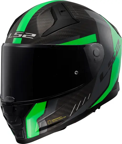 Image of LS2 FF811 Vector II Carbon Grid Matt Fluo Green Full Face Helmet Size XL