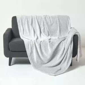 Image of Grey Mora Faux Fur Velvet Throw 160 x 200cm - Grey - Homescapes