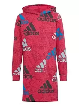 Image of adidas Essentials Big Logo Junior Girls Brand Love Overhead Hoody, Dark Pink, Size 7-8 Years, Women