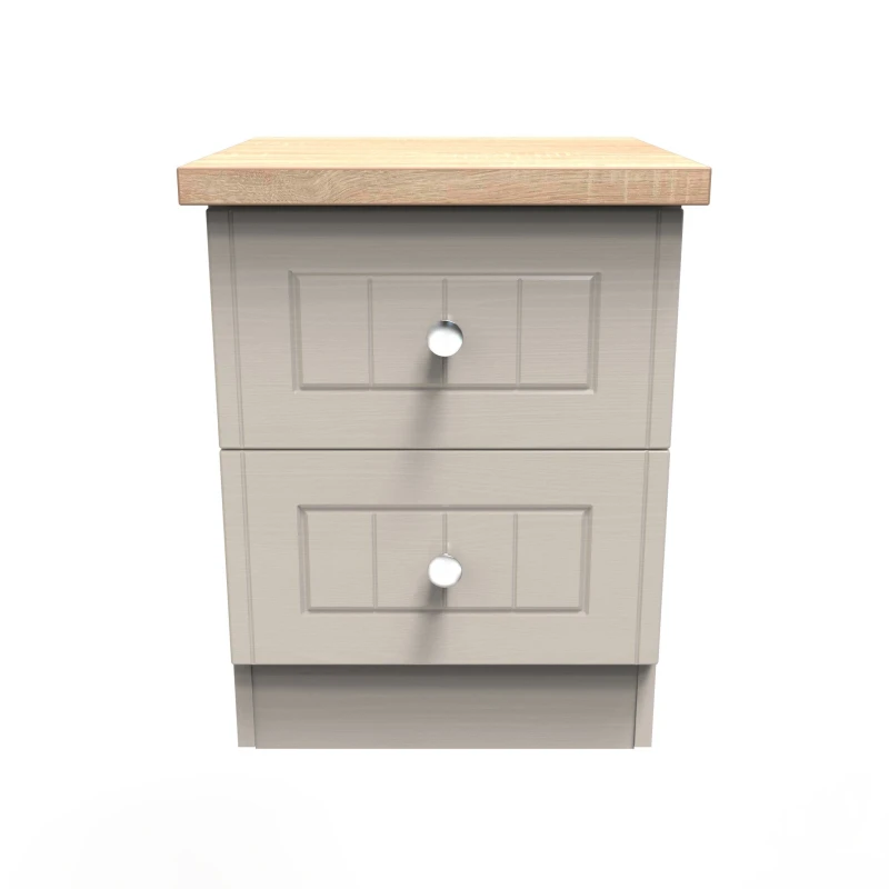 Image of Ready Assembled 2 U Norton 2 Drawer Bedside Cabinet (Ready Assembled) in Taupe Size: Small Taupe Unisex Small