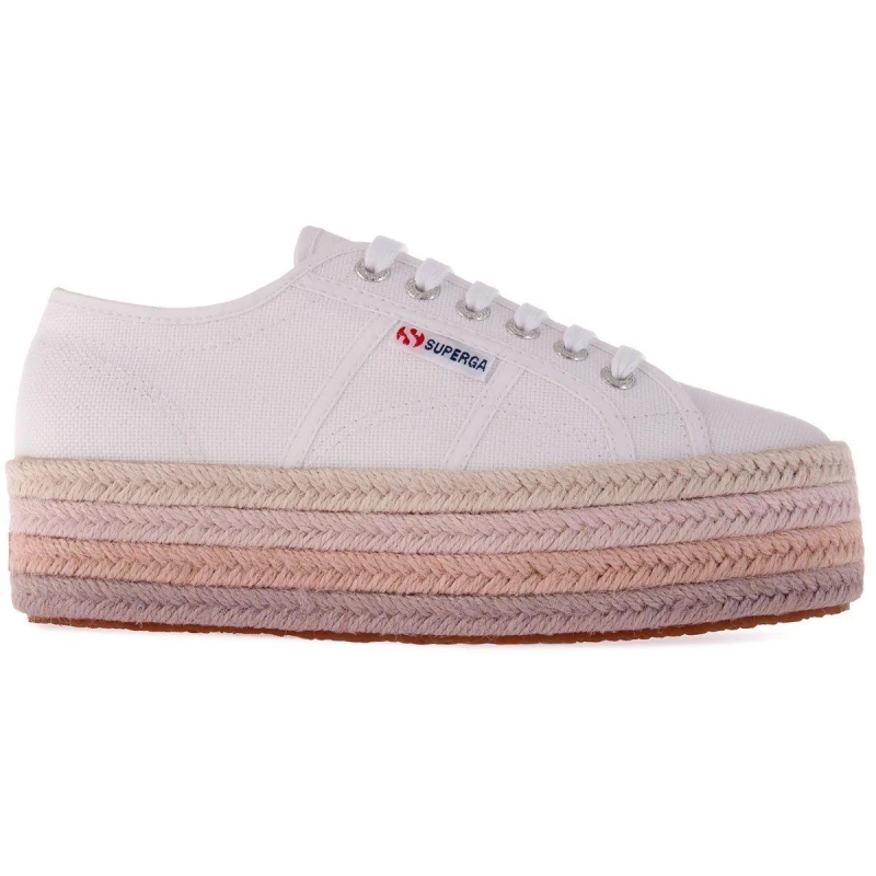 Image of Superga Womens Espadrille Platform Trainers White/PkLt female 5 (38)