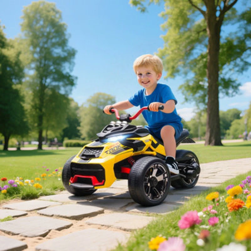 Image of AIYAPLAY 12V Kids Electric Ride On Car, Battery Powered Ride On ATV, Yellow, Yellow 370-401V70YL