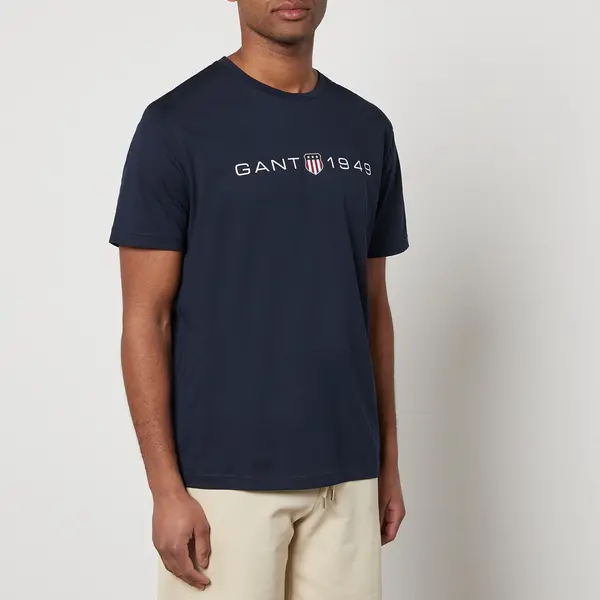 Image of GANT Graphic Cotton-Blend T-Shirt - S Blue Tops male 2003242-433 S