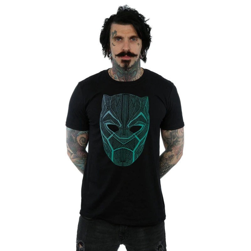 Image of Marvel Marvel Men Black Panther Tribal Mask T-Shirt Size: Small Black S Male 5057736544075