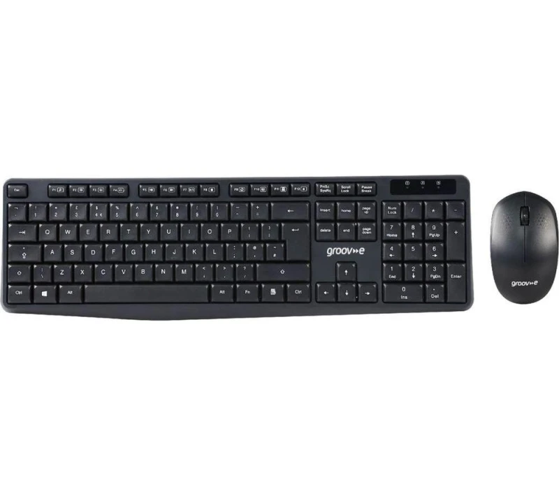 Image of Groov-e Wireless Full Size Keyboard & Mouse Set - Black One Size