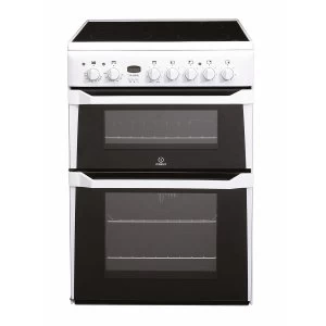 Image of Indesit ID60C2WS Ceramic Hob Double Oven Electric Cooker