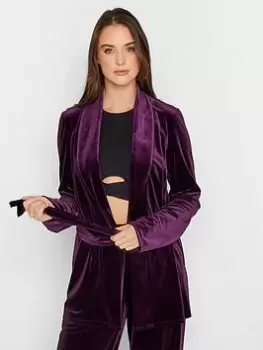 Image of Long Tall Sally Velour Jacket - Purple, Purple, Size 14, Women