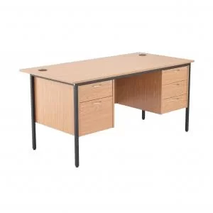 Image of Jemini 18 Oak 1532mm Desk with 2 and 3 Drawer Pedestal KF839494