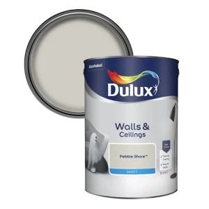 Image of Dulux Walls & Ceilings Pebble Shore Matt Emulsion Paint 5L