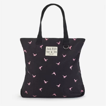 Image of Jack Wills Eastleigh Embroidered Tote Bag - Navy/Pink