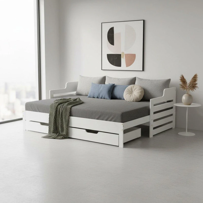 Image of Urban Meuble White Trundle Bed + Space-Saver White unisex One Size
