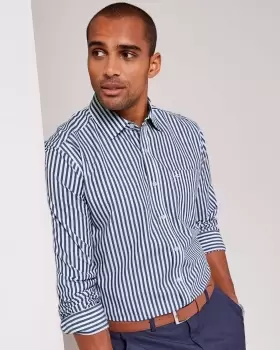 Image of Cotton Traders Mens Long Sleeve Easy-Care Classic Shirt in Blue