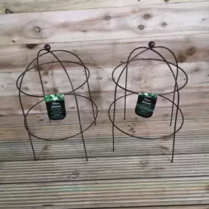 Image of Pack of 2 Tom Chambers Heritage Natural Rustic Heavy Duty Steel Herbaceous Garden Plant Support Cloche 52cm x 30cm