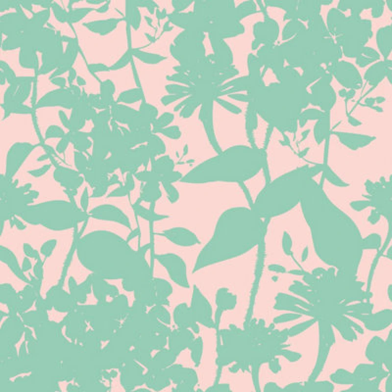 Image of Hoopla Walls Summer Silhouette Jade & Blossom Smooth Matt Wallpaper
