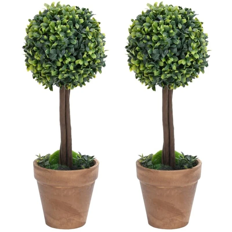 Image of VIDAXL Artificial Boxwood Plants 2 pcs with Pots Ball Shaped Green 33cm Vidaxl 8720286569177