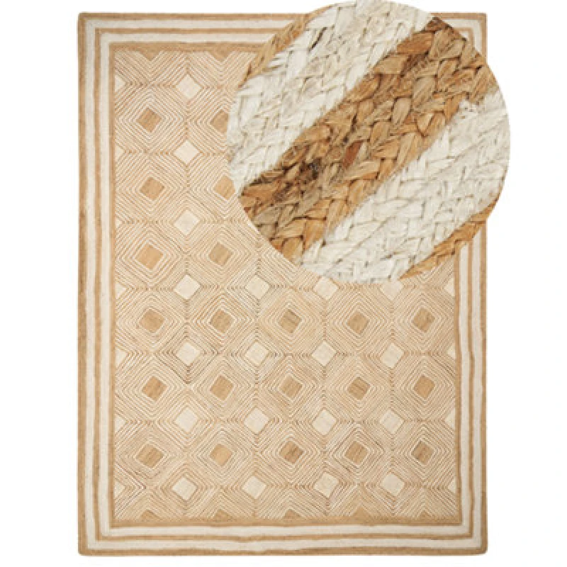 Image of Beliani Rug Mengen Beige 300 X 400 Cm Jute