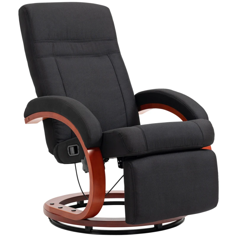 Image of HOMCOM HOMCOM Manual Recliner Swivel Reclining Chair with Footrest Armrests Black Size: Armchair Black Armchair Unisex 5063603054189