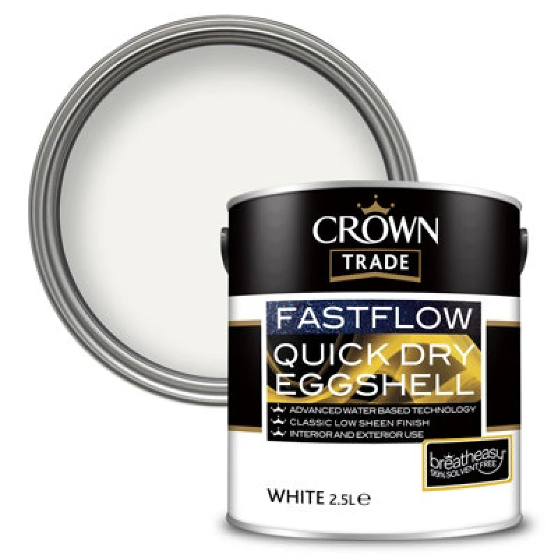 Image of Crown Trade Fastflow Quick Drying Eggshell White 2.5L