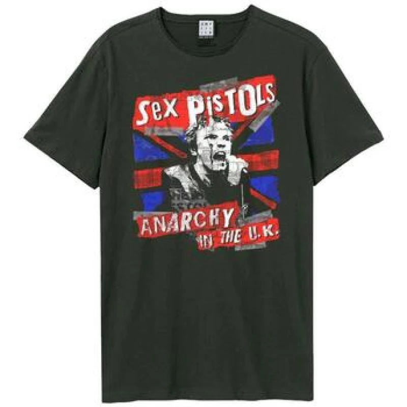 Image of Amplified Amplified Men Anarchy In The UK Sex Pistols T-Shirt in Charcoal Size: X-Small Charcoal XS Male 5063527284228