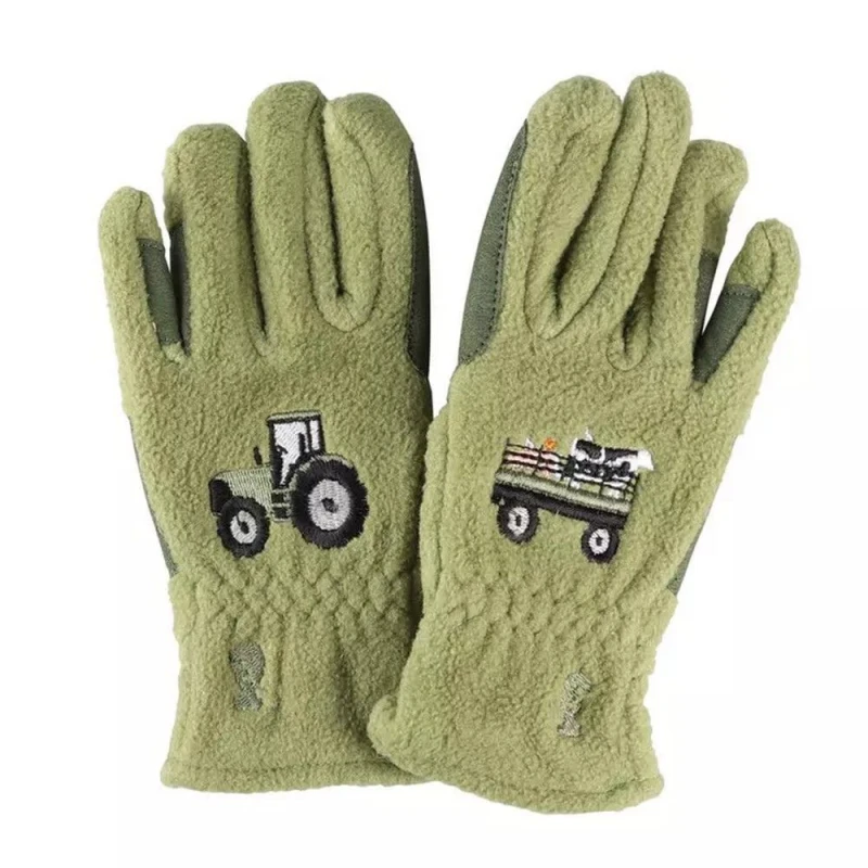 Image of Little Knight Farm Collection Fleece Gloves in Dark Olive Size: Small Dark Olive Unisex S
