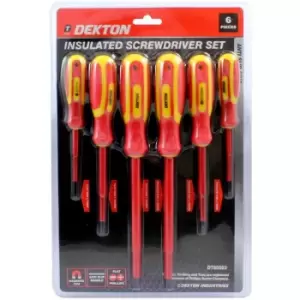 Image of 6pc Screwdriver Set DIY Professional Flat Phillips Anti-slip Insulated Magnetic - Dekton