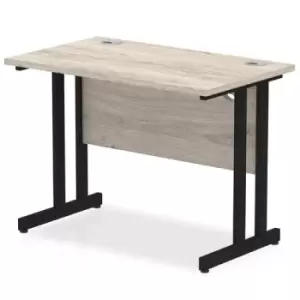 Image of Impulse 1000 x 600mm Straight Desk Walnut Top Black Cantilever Leg