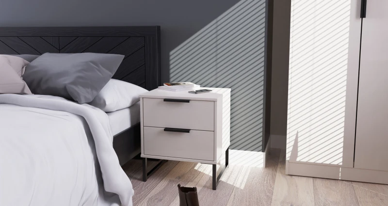 Image of Beijing 2 Drawer Compact Bedside Cabinet In Kashmir Ash (Ready Assembled)