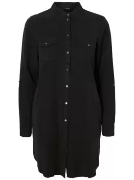 Image of VERO MODA Long Sleeved Shirt Mini Dress Women Black