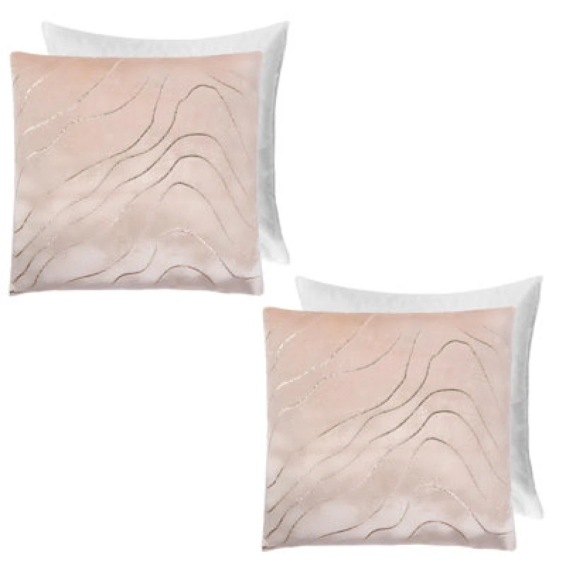 Image of OHS OHS 2 Pack Metallic Wave Filled Cushion Covers Home Decor Set in Natural Size: 45cm x 45cm Natural 45cm x 45cm Unisex 5027434217830
