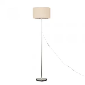 Image of Charlie Brushed Chrome Floor Lamp with Large Mink Reni Shade