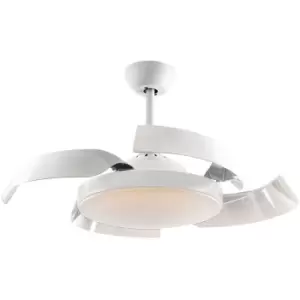 Image of Schuller Enzo 6 Speed Ceiling Fan with Retractable Blades White, 3000-6500K, Remote Control, Timer & Reversible Functions
