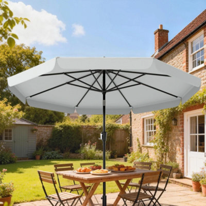 Image of OUTSUNNY 3m Garden Parasol with Tilt & Crank, UPF30+ Outdoor Table Umbrella in Green Size: 3m Green Unisex 3m