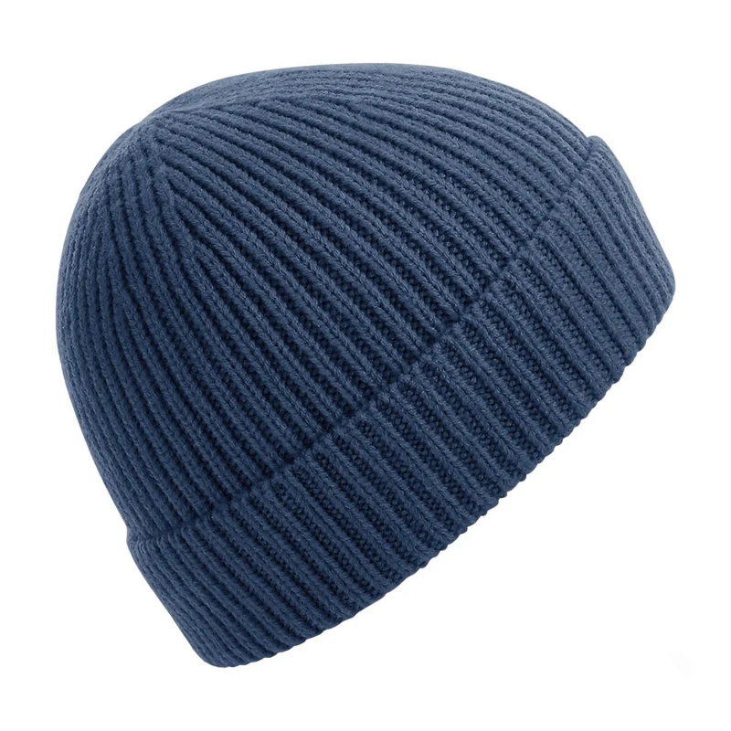 Image of Beechfield Beechfield Men Engineered Knit Ribbed Beanie in Blue Blue One Size Male 5059444183874
