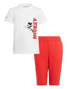 Image of Boys, Adidas Little Boys Disney Mickey Mouse Short & T-Shirt Set, Red/White, Size 4-5 Years